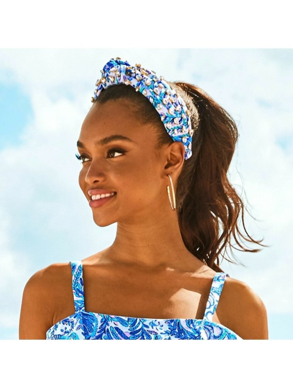 Lele Sadoughi and Lilly Pulitzer Crystal Knotted Embellished Bird is the Word H - Picture 8 of 8